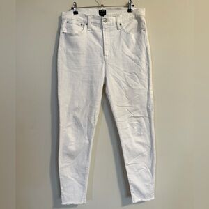 j.crew 10” high -rise skinny white raw ham jeans